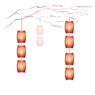 卡通手绘灯笼中秋节元宵节花灯新年海报元素PNG免扣PS素材