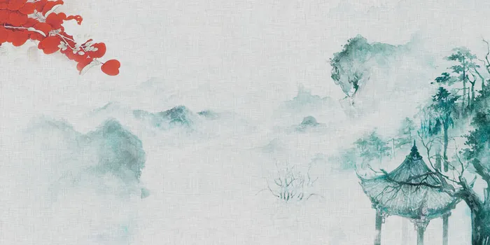 中国风传统水墨古风古典展板边框工笔画PS海报背景平面设计素材psd模版下载