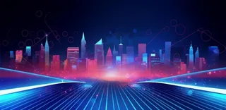 蓝色科技线条城市几何背景