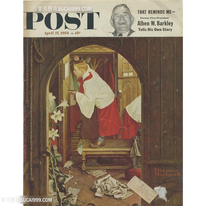 诺曼 · 洛克威尔手绘卧室男孩装饰画