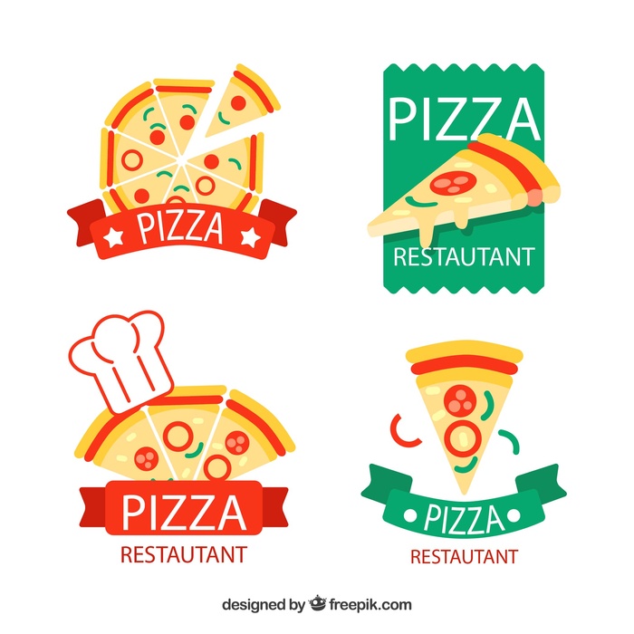 免抠彩色披萨标签