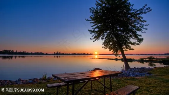 晚霞湖畔美景壁纸 晚霞湖畔美景壁纸