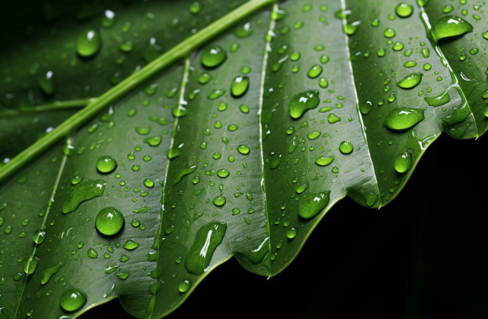 下雨天绿叶植物上的雨水雨滴摄影图(4032x2640)