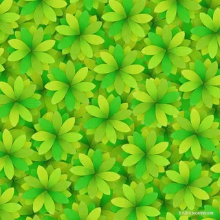 清新手绘绿色鲜花绿叶平铺背景