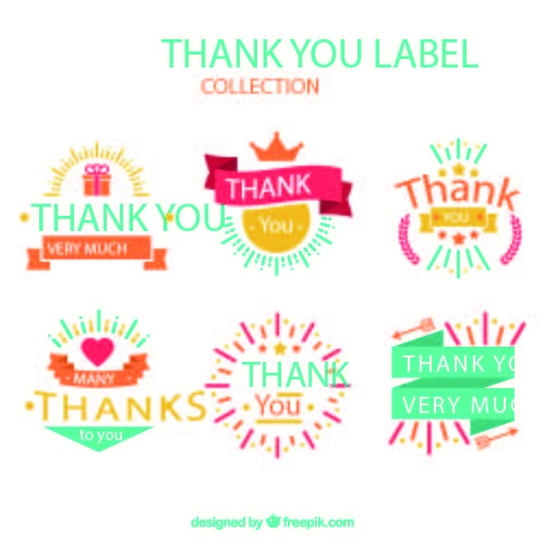 免抠彩色感谢标签
