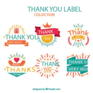 免抠彩色感谢标签