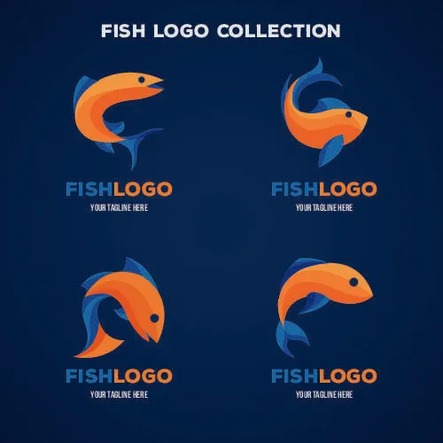 商务海洋鱼类海鲜图标LOGO标识标志标签水产图形AI矢量EPS素材图eps,ai矢量模版下载