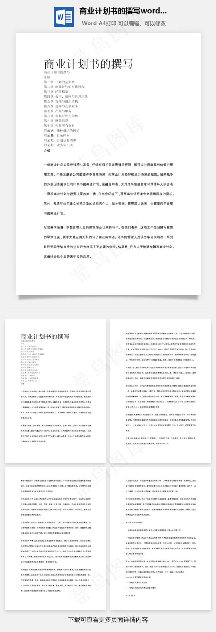 商业计划书的撰写word文档