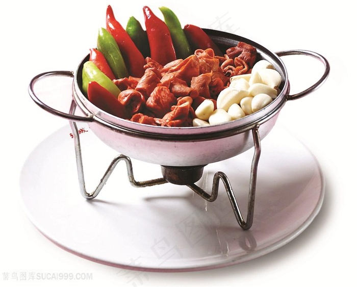 中华美食干锅肥肠摄影图