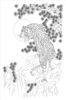 上山的猛虎线稿图片 上山的猛虎线稿图片