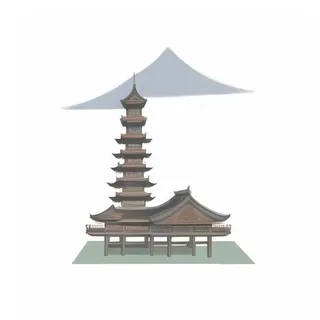 中国古代建筑插画png免抠