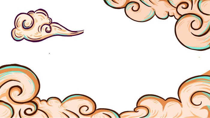 中国风国潮祥云插画手绘云彩图案海报云层装饰背景PSD设计素材