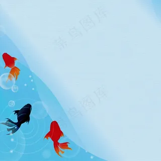蓝色小清新锦鲤背景图片