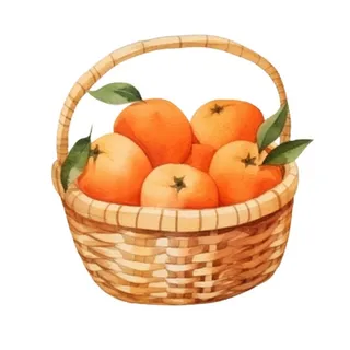 一篮橘子水果插画免抠