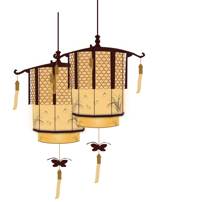 卡通手绘灯笼中秋节元宵节花灯新年海报元素PNG免扣PS素材