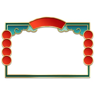 国潮风主题框头像框拱形祥云灯笼春节边框装饰元素设计素材