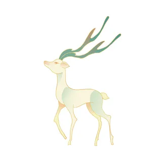 手绘国潮中国风敦煌神话九色鹿仙鹿麋鹿白鹿插画装饰PSD设计素材