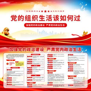 党的组织生活制度挂图党建展板