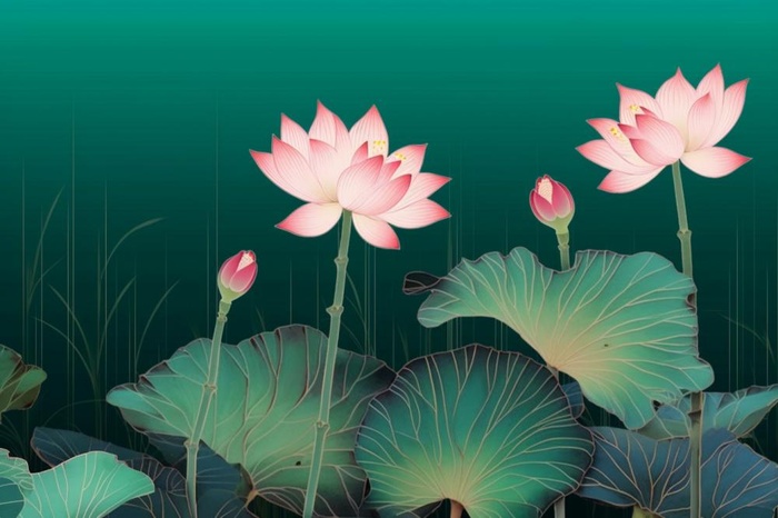 绿色简约清新莲花节气背景(1344x896)
