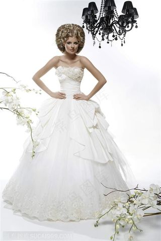 气质高贵象公主一样穿白色晚礼服婚纱的气质美女婚庆图片