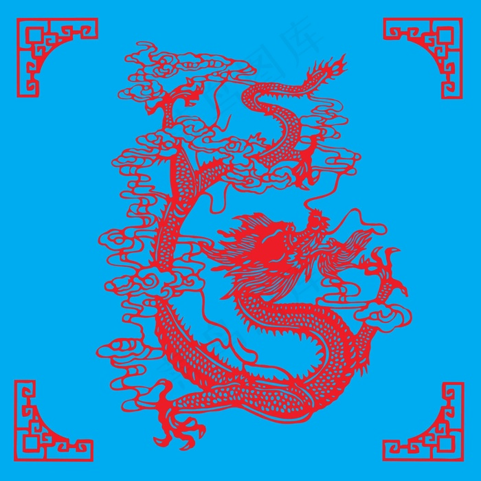 龙剪纸 剪纸风元素ai矢量模版下载