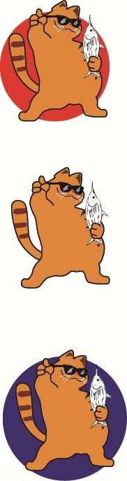 黄色加菲猫拿鱼