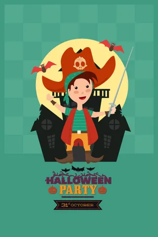 万圣节小鬼捣蛋儿童矢量插画扁平