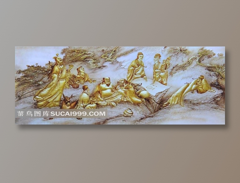 八仙过海浮雕图