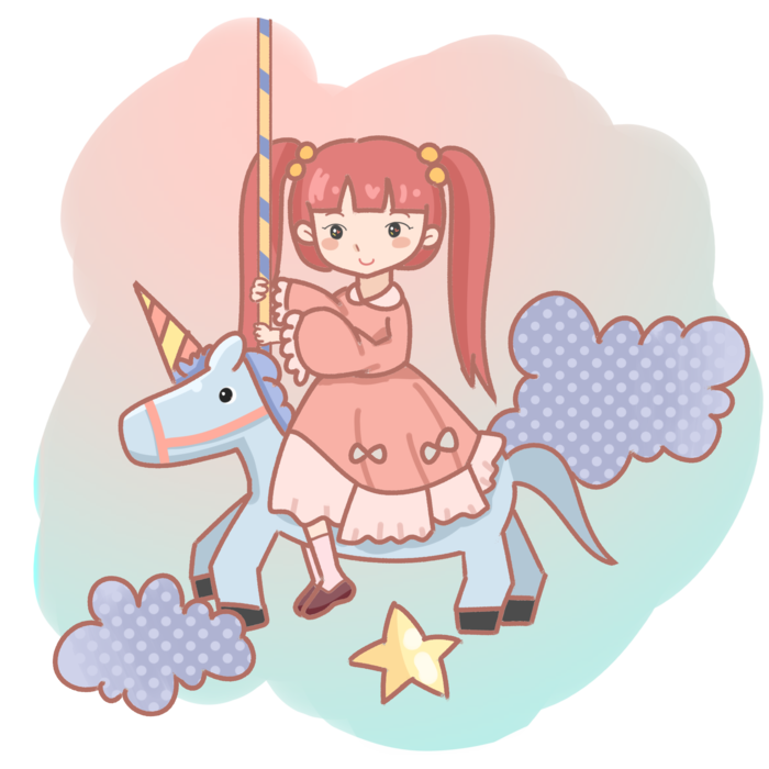 木马玩具剪贴画儿童节幼儿园插画