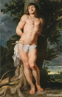 鲁本斯大树下被射死的男士风景画油画