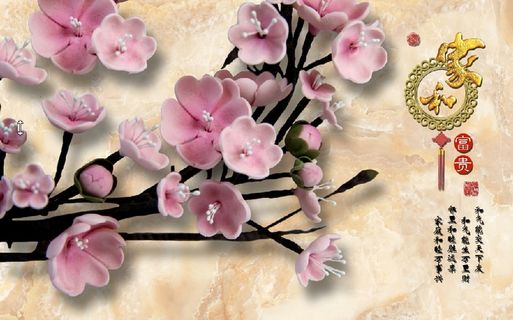 雕塑花枝家和背景墙