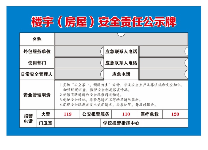 矢量楼宇安全责任公示牌cdr矢量模版下载