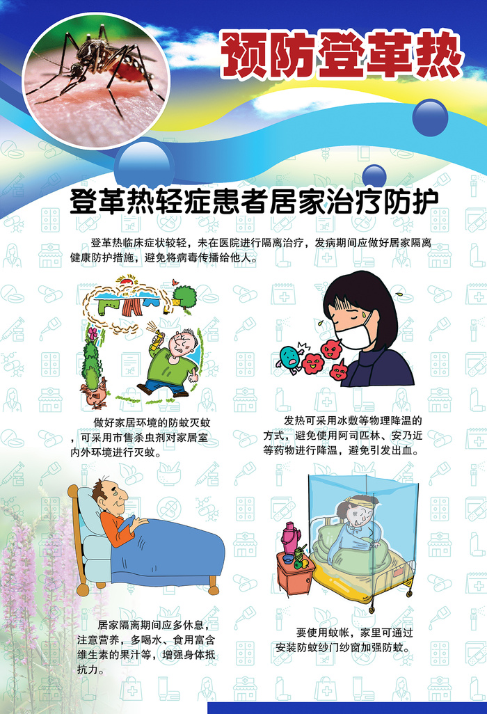 预防登革热宣传系列挂图海报psd模版下载