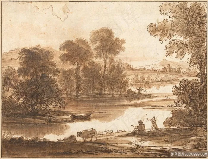 克劳德 · 洛莱恩(16041605-1682)-有浇水处的泛滥平原