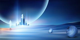 蓝色科技城市发展展板