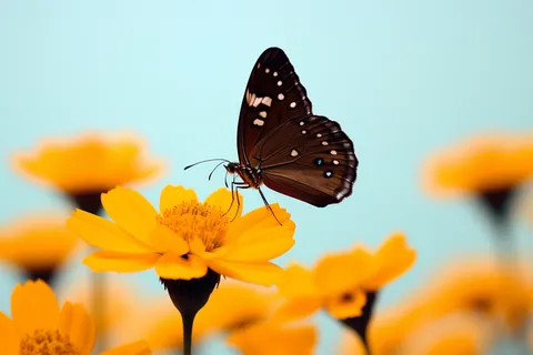 蝴蝶停在花朵细节特写摄影图 蝴蝶停在花朵细节特写摄影图