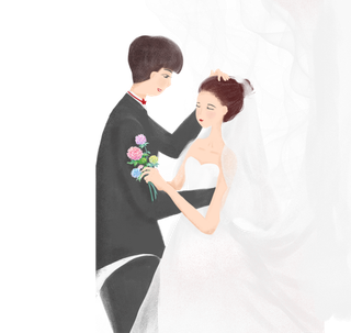 婚纱卡通人物婚礼白纱结婚婚纱摄影手绘