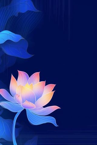 蓝色中国风荷花意境大气背景