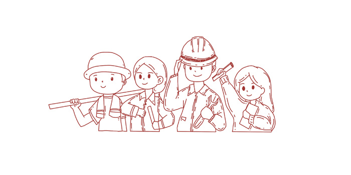 五一劳动节人物群像插画