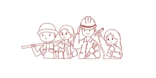 五一劳动节人物群像插画