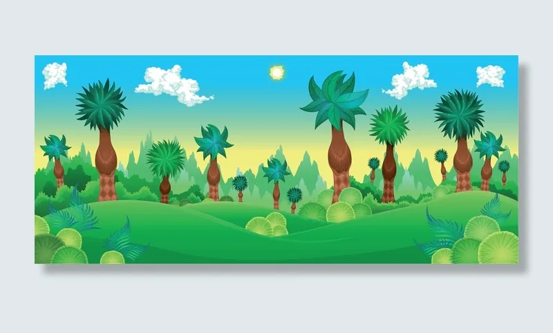 森林卡通景色eps,ai矢量模版下载