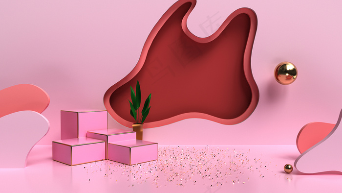 C4D电商场景模型渲染背景