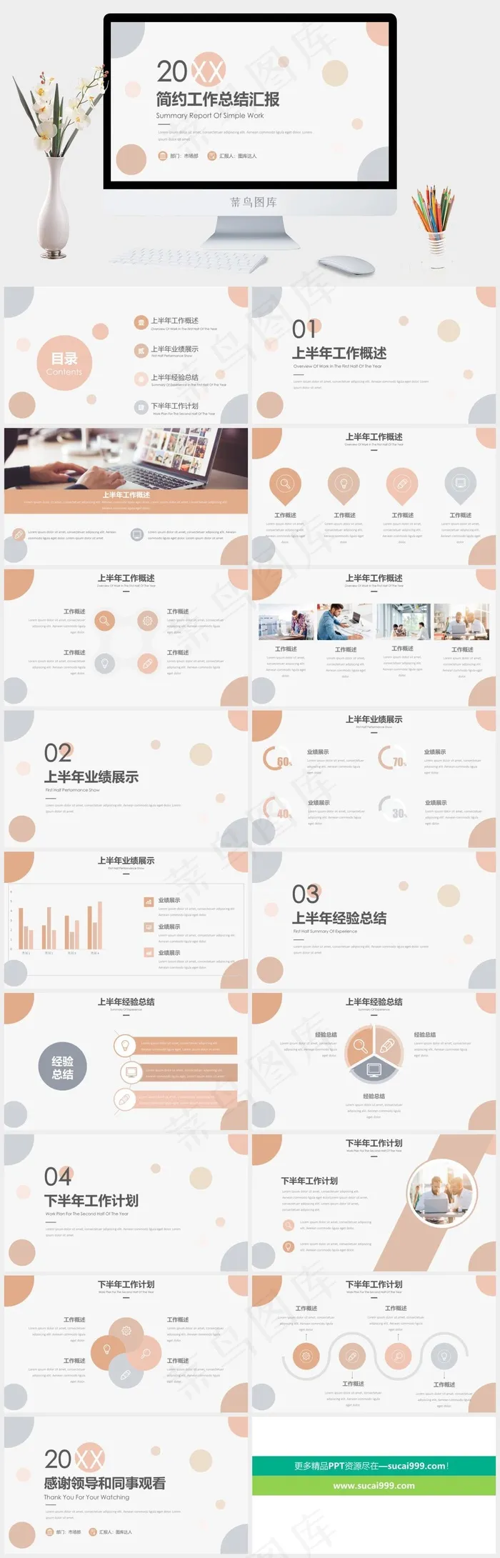 简约工作总结汇报ppt模版