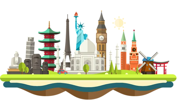 地标景点卡通素材旅游