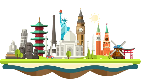 地标景点卡通素材旅游