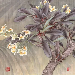 国画兰花树中式画