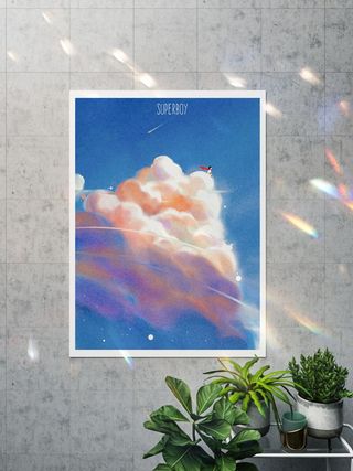 彩虹光影海报样机