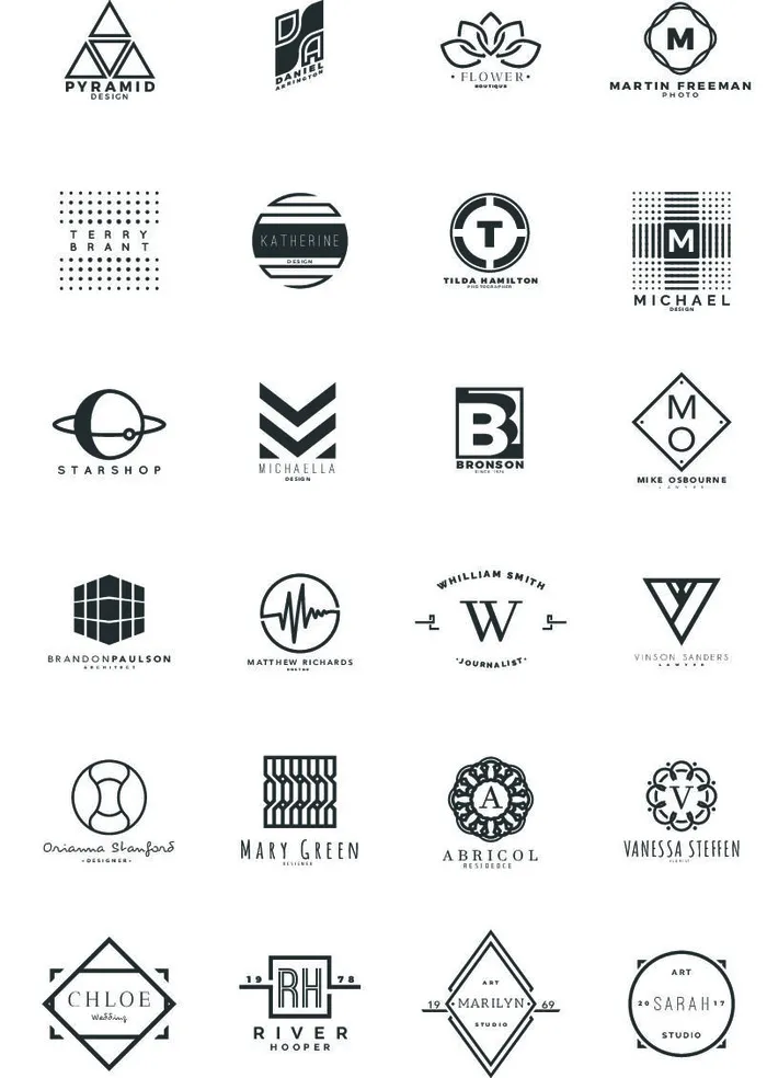 手绘标志LOGO素材eps,ai矢量模版下载