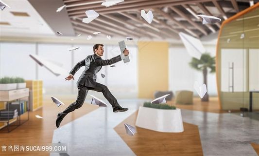 创意商务人士跳跃动作高清图片