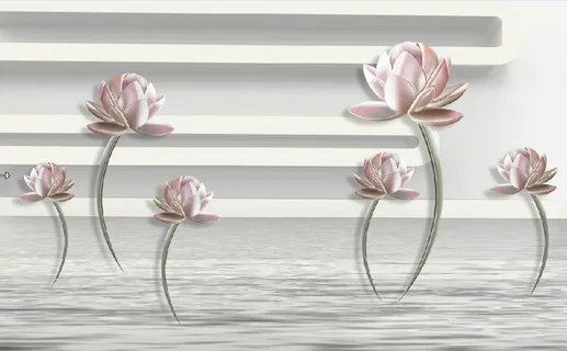 雕塑花卉水塘背景墙 雕塑花卉水塘背景墙